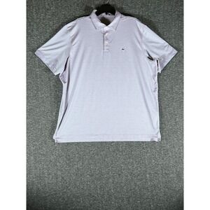 Vineyard Vines Mens XXL On-The-Go Sankaty Polo Shirt Blue Pink Striped Stretch